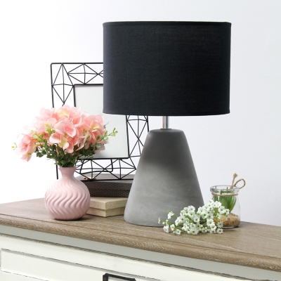 Simple Designs Simple Designs Pinnacle Concrete Table Lamp, Black, Black, rollover