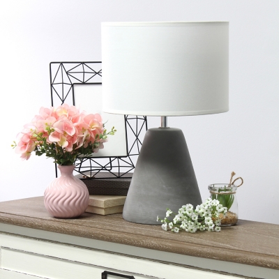 Simple Designs Simple Designs Pinnacle Concrete Table Lamp, White, White, large