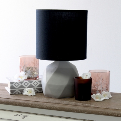 Simple Designs Simple Designs Geometric Concrete Lamp, Black, Black, rollover