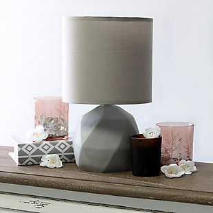 Simple Designs Simple Designs Geometric Concrete Lamp, Gray, Gray, rollover