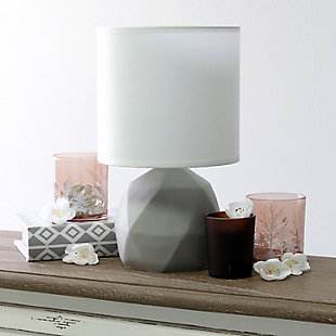 Simple Designs Simple Designs Geometric Concrete Lamp, White, White, rollover
