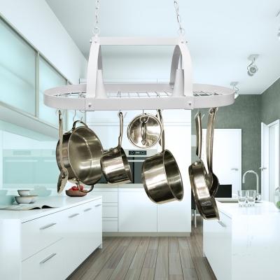 Elegant Designs Elegant Designs White 2 Light Kitchen Pot Rack with Downlights, White, large