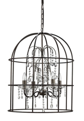 Creative Co-Op Metal Birdcage Chandelier With 4 Lights And Glass Crystals, , rollover