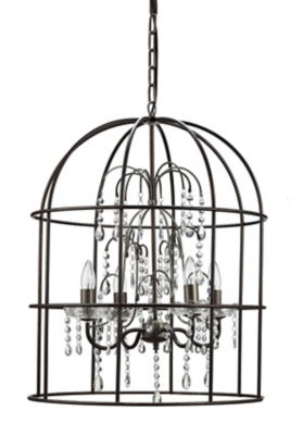 Creative Co-Op Metal Birdcage Chandelier With 4 Lights And Glass Crystals, , large