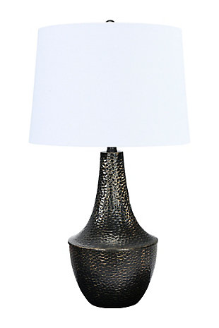 Creative Co-Op Hammered Metal Table Lamp With Linen Shade, , large