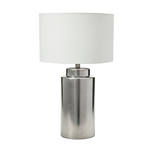 Creative Co-Op Stoneware Table Lamp with Silver Metallic Glaze, Silver, large