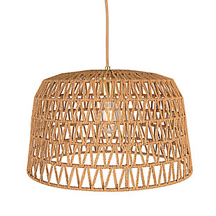 Creative Co-Op Woven Pendant Lamp, Natural, Brown, large