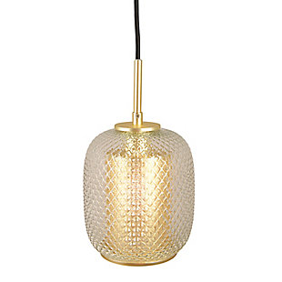Creative Co-Op Embossed Glass Shade Pendant Lamp with Brass Accents, Clear and Gold, Clear, large