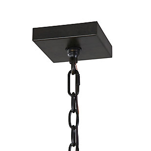 Dark weathered bronze-tone metal suspended on leather straps gives this eight light chandelier a rugged industrial look, compelling enough to define any space.Made of metal and leather | Dark antiqued bronze-tone finish and weathered bronze-tone finish with leather straps | Uttermost's light fixtures combine premium quality materials with unique high-style design | With advanced product engineering and packaging reinforcement, uttermost maintains some of the lowest damage rates in the industry.  each product is designed, manufactured and packaged with shipping in mind. | 60W, TYPE A, E27; antique style 8-60watt bt58 bulbs included | Hardwired; professional installation recommended