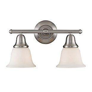 Two Light Berwick 2-Light Vanity Lamp in Brushed Nickel with White Glass, Brushed Nickel, rollover
