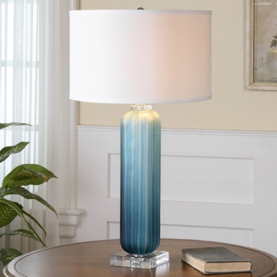 Uttermost Caudina Frosted Blue Glass Lamp, , large
