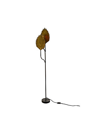 Kalalou Floor Lamp with Antique Gold Leaves Detail, , large