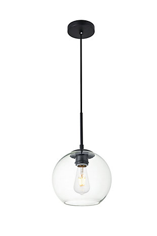 Living District Baxter 1 Light Black Pendant With Clear Glass, Black/Clear, large