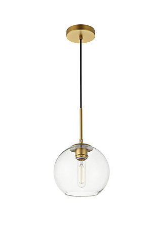 Living District Baxter 1 Light Brass Pendant With Clear Glass, Brass/Clear, large