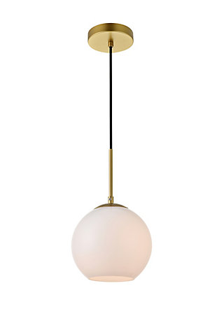 Living District Baxter 1 Light Brass Pendant With Frosted White Glass, Brass/Frosted White, large