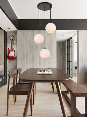 Living District Baxter 3 Lights Black Pendant With Frosted White Glass, Black/Frosted White, rollover