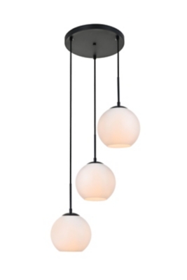 Living District Baxter 3 Lights Black Pendant With Frosted White Glass, Black/Frosted White, large
