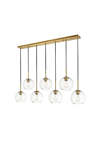 Living District Baxter 7 Lights Brass Pendant With Clear Glass, Brass/Clear, large