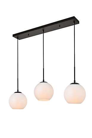 Living District Baxter 3 Lights Black Pendant With Frosted White Glass, Black/Frosted White, large