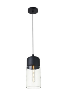 Living District Ashwell 1 Light Black Pendant With Clear Glass, , large