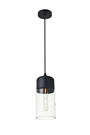 Living District Ashwell 1 Light Black Pendant With Clear Glass, , large