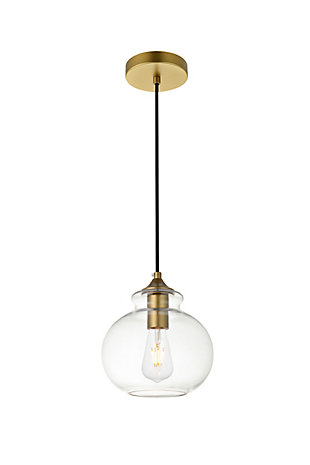 Living District Destry 1 Light Brass Pendant With Clear Glass, Brass/Clear, large