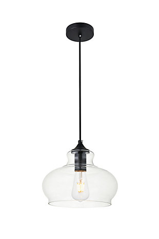 Living District Destry 1 Light Black Pendant With Clear Glass, Black/Clear, large