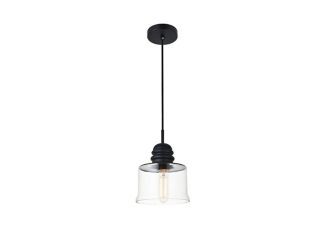 Living District Kenna 1 Light Black Pendant w/ Clear Glass
