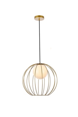 Living District Wetzel 1 Light Brass Pendant, Brass/White, large