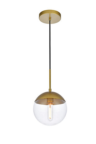 Living District Eclipse 1 Light Brass Pendant With Clear Glass, Brass/Clear, large