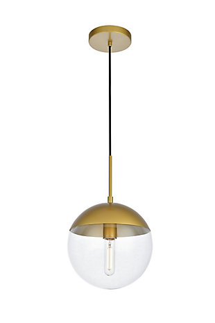 Living District Eclipse 1 Light Brass Pendant With Clear Glass, Brass/Clear, large