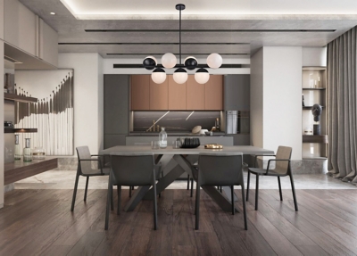 Living District Eclipse 7 Lights Black Pendant With Frosted White Glass, Black/Frosted White, rollover