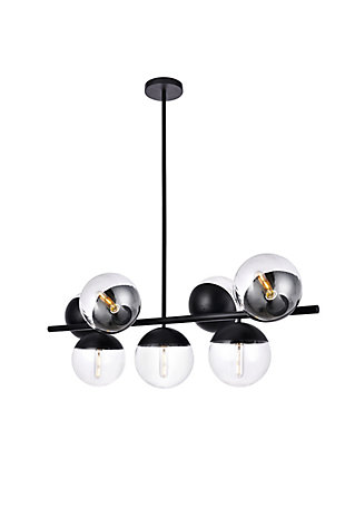 Living District Eclipse 7 Lights Black Pendant With Clear Glass, Black/Clear, large