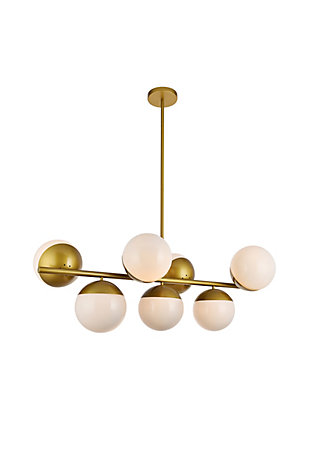 Living District Eclipse 7 Lights Brass Pendant With Frosted White Glass, Brass/Frosted White, large