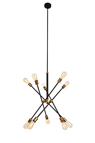 Living District Axel Collection Chandelier D27.2 H32.5 Lt:10 Black And Brass Finish, , large