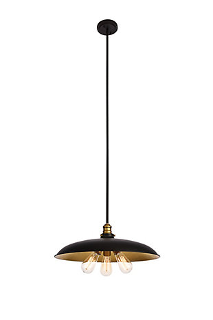 Living District Anders Collection Chandelier D20.5 H6.5 Lt:3 Black And Brass Finish, , large