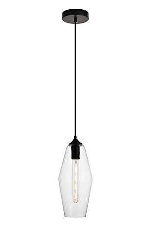 Living District Placido Collection Pendant D5.9 H14.2 Lt:1 Black And Clear Finish, , large