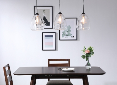 Living District Kason 3 Light Black And Clear Glass Pendant, , rollover
