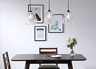 Living District Kason 3 Light Black And Clear Glass Pendant, , rollover