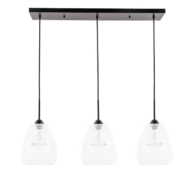 Living District Kason 3 Light Black And Clear Glass Pendant, , large