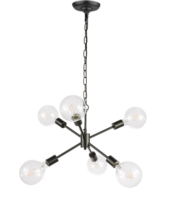 Living District Nolan 6 Light Black Pendant, Black, large