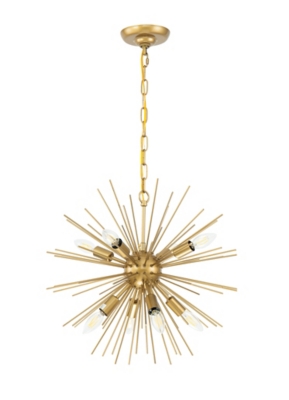 Living District Timber 8 Light Brass Pendant, Brass, large