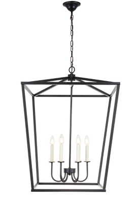 Living District Maddox 6 Light Black Chandelier, Black, large