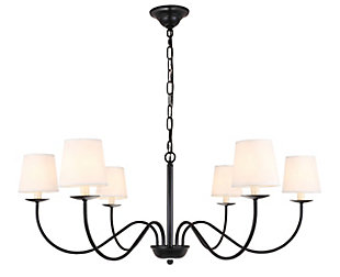 Living District Eclipse 6 Light Black And White Shade Chandelier, Black/White, large