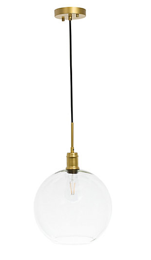 Living District Emett 1 Light Brass And Clear Glass Pendant, Brass/Clear, large