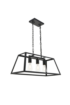 Living District Resolute 3 Light Black Pendant, Black, large