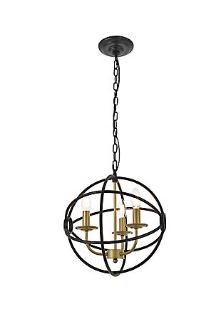 Living District Octavia 3 Light Brass And Dark Brown Pendant, , large