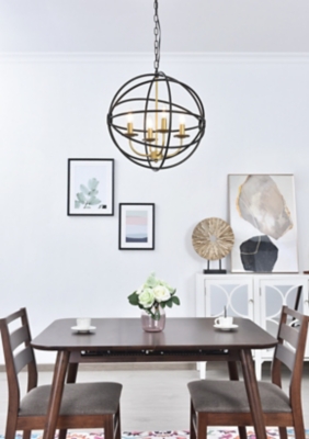 Living District Octavia 4 Light Brass And Dark Brown Pendant, Brass/Dark Brown, rollover