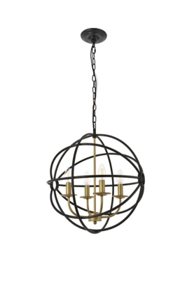 Living District Octavia 4 Light Brass And Dark Brown Pendant, Brass/Dark Brown, large