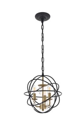 Living District Wallace 3 Light Matte Black And Brass Pendant, Black/Brass/Clear, large